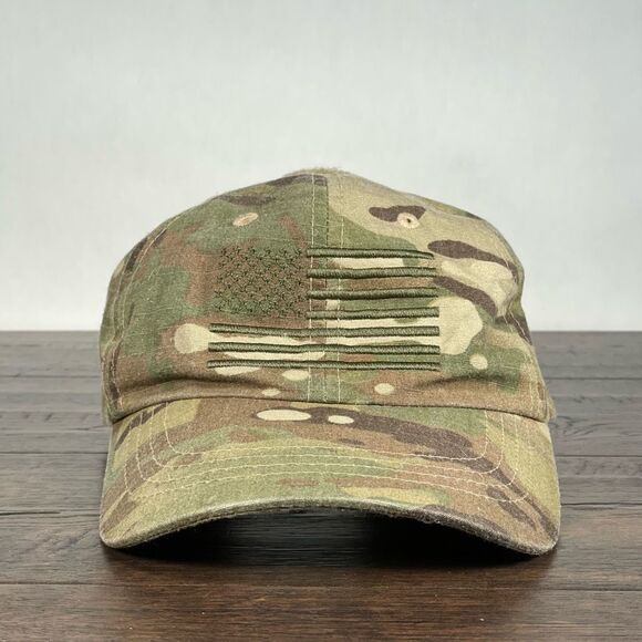 MultiCam Strapback Hat OSFM Camo Embroidered Flag‎ Tactical US Military Cap - Picture 1 of 9